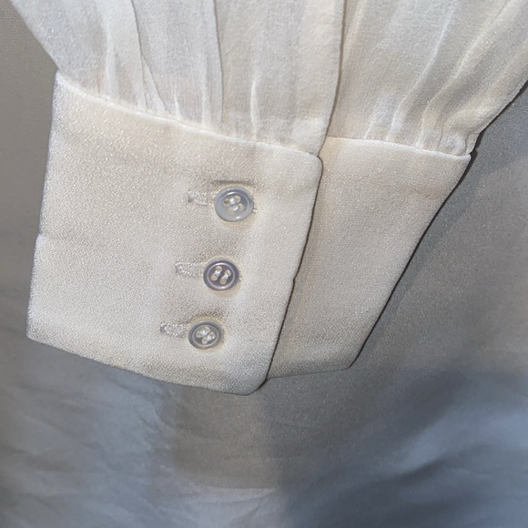 SILK MARISSA WEBB CREAM LONG CHIFFON SLEEVE BLOUSE SZ 8 - Picture 9 of 13